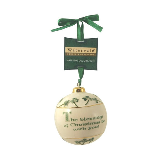 Watervale Porcelain Decoration Irish Blessing Christmas Bauble  The Blessing of Christmas be with you.  Beautiful porcelain decorations are part of the Watervale collection  Perfect addition for your Christmas tree this holiday season
