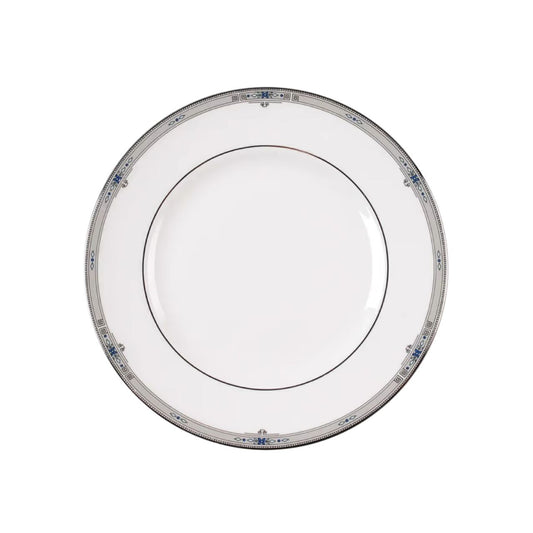 Wedgwood Amherst 8" Salad Side Plate Platinum Trim  The Wedgwood Amherst collection is best known for it’s elegance and sophistication. Amherst features a classic but contemporary finish with it’s soft grey and black accented throughout the fine bone china pieces.