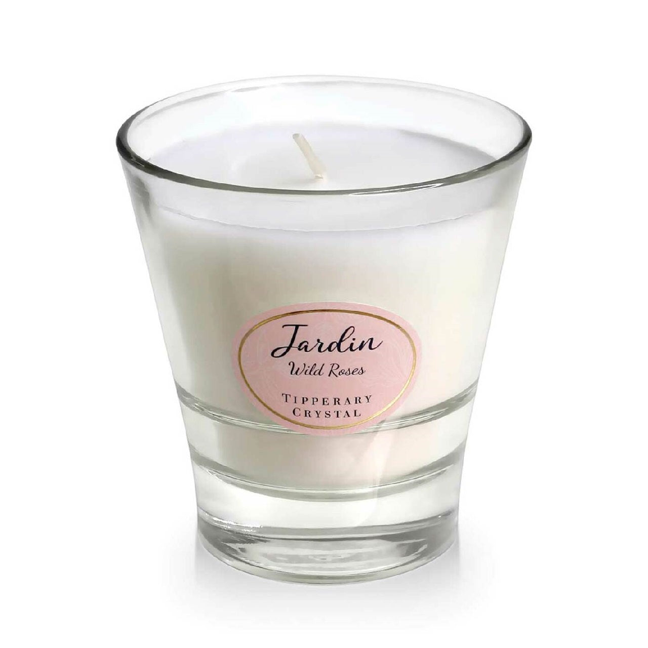 Tipperary Crystal Wild Roses Jardin Collection Candle  The new Jardin Candle Collection from Tipperary Crystal.  Wild Roses The scent of Wild Rose evokes the feeling of being in a beautiful summer garden. This scent has a predominantly balsamic, spicy, warm scent intertwined with the bouquet of warm earth and honey. While similar to our ever popular Red Roses, Wild Roses has a more earthy spicy tone creating a mystical, more intriguing bouquet.