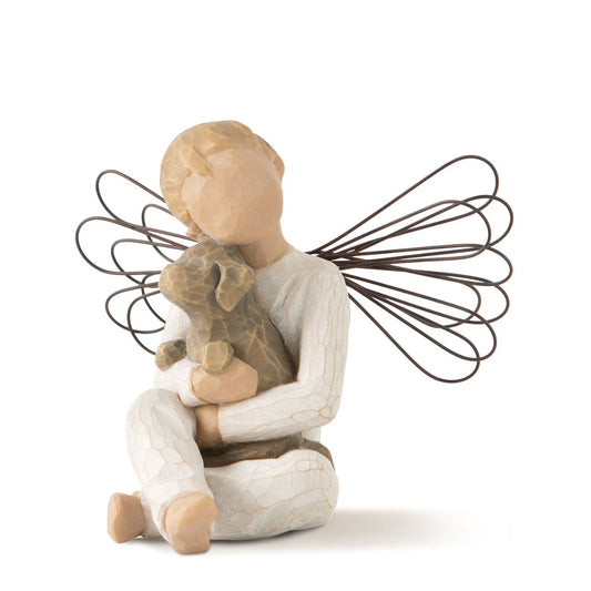 Willow Tree Angel of Comfort  A gift to express sympathy, comfort, remembrance and healing. A sweet little boy angel, hugging his best friend. Angel of Comfort is the only boy figure with wings.