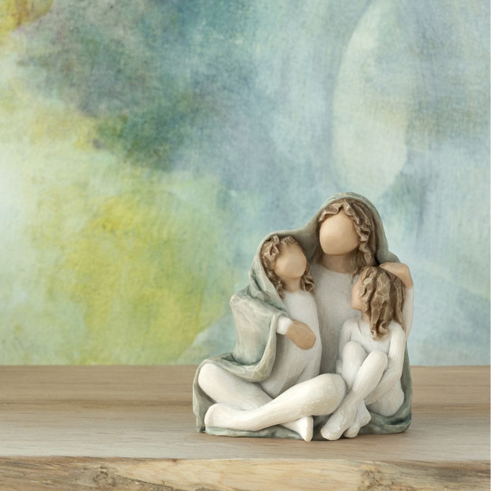 Willow Tree Cozy  Close together, we three. Susan Lordi wants to represent time spent with family in lockdown and playing with make believe with items in the home. ''Make believe play, in a blanket fort or under the covers at bedtime, are some of my favourite memories of being a young mother with two little ones.