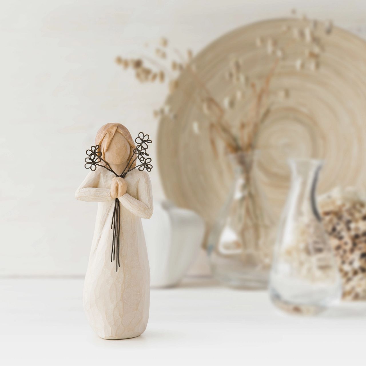 Willow Tree Friendship  Willow Tree is an intimate line of figurative sculptures representing sentiments of love, closeness, healing, courage, hope...all the emotions we encounter in life. Artist Susan Lordi hand carves the original of each Willow Tree sculpture.