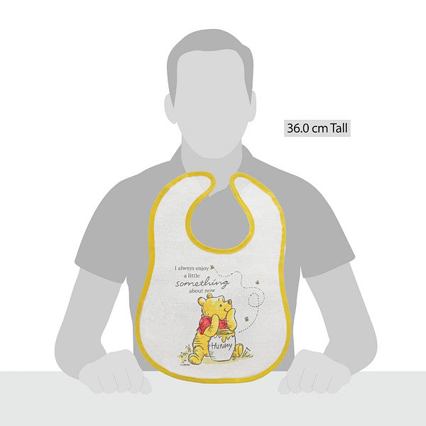 Disney Winnie The Pooh Bib (Set of 2)  Mealtimes and babies make a messy combination. So, we've created this classic set of wipeable Winnie The Pooh bibs to combat mess and keep crumbs at bay.