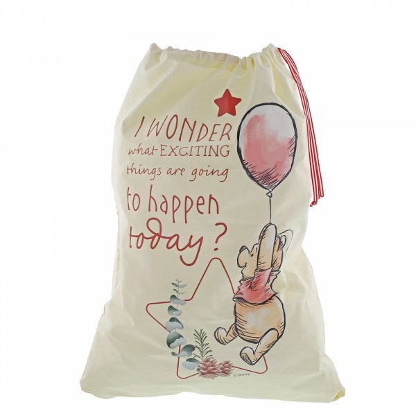 Winnie The Pooh Christmas Sack  Allow Pooh to be the bearer of gifts and wish someone special a holly jolly Christmas. Vintage colours and nostalgic artwork create this super cute Winnie The Pooh sack, perfect for sitting below any Disney fan's tree.