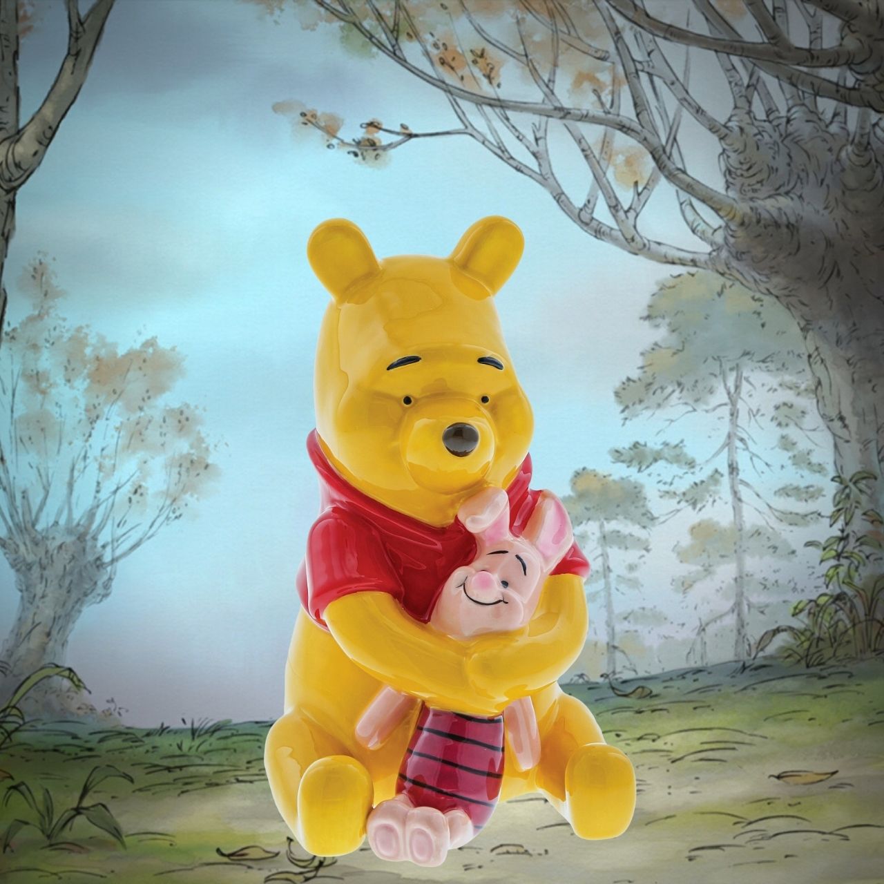 Best of Friends Winnie the Pooh & Piglet Money Bank  It is more friendly with two. This money bank shows Winnie the Pooh and Piglet from the 100 Acre Wood embracing in a loving hug. Ideal for any Pooh fan to keep their loose change safe.