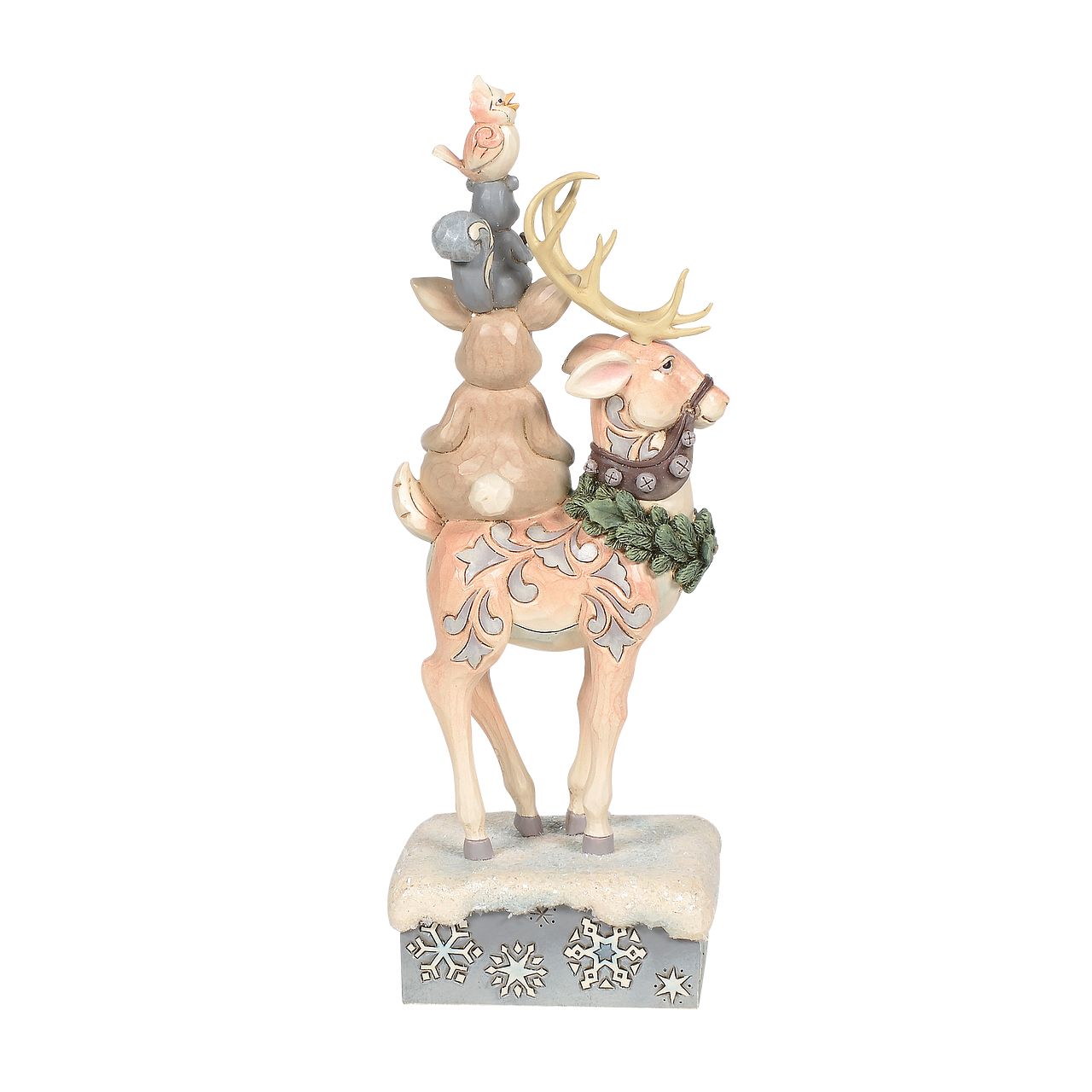 Jim Shore Heartwood Creek Winter Friends Make The Season Bright Stacked Animals  Designed by award winning artist and sculptor Jim Shore, White Woodland from Heartwood Creek celebrates the peaceful beauty of nature in a subtle palette of muted tones and gentle hues with hand crafted detail and Jim's unmistakable folk art style. 