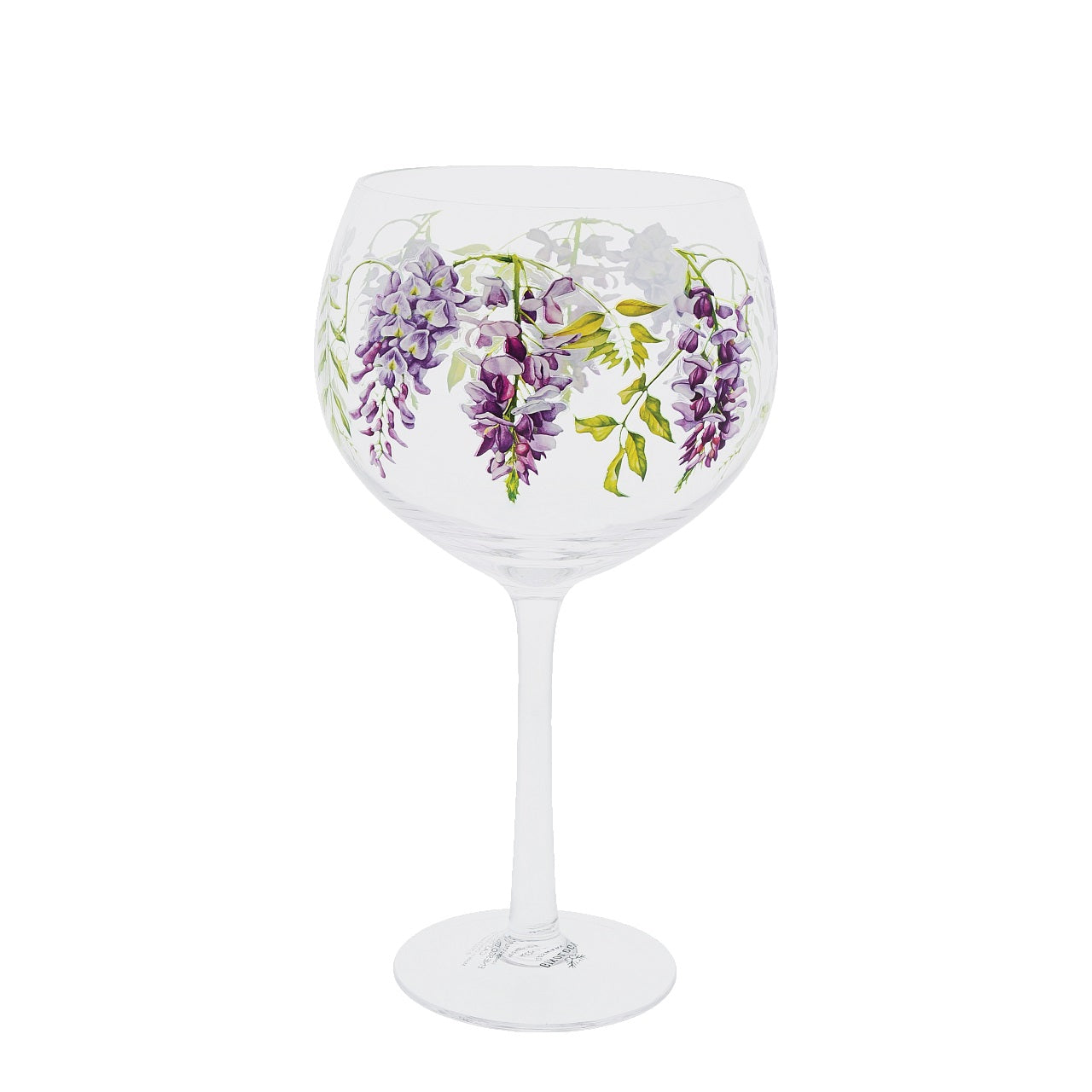Ginology Wisteria Copa Gin Glass  In Japanese theatre Wisteria represents love, support and sensitivity, the complete gift for a loved one, someone needing a pick me up or to show you're there. Complete the gift with the recipients favourite drink to finish the ultimate gift. 
