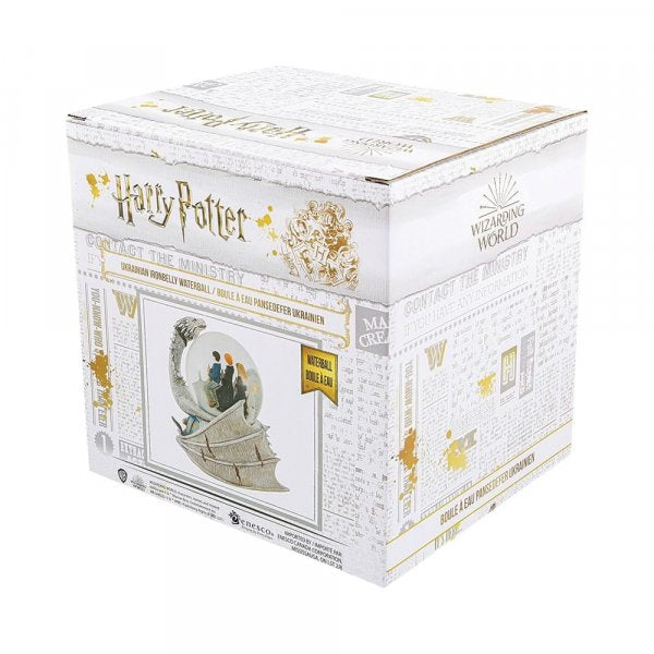 Wizarding World Harry Potter Ukrainian Iron Belly Waterball  Relive the iconic moment Harry, Ron and Hermione bursth through the roof of Gringotts Bank, riding on the Ukranian Iron Belly dragon in this stunning waterball.