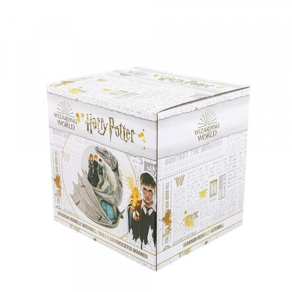 Wizarding World Harry Potter Ukrainian Iron Belly Waterball  Relive the iconic moment Harry, Ron and Hermione bursth through the roof of Gringotts Bank, riding on the Ukranian Iron Belly dragon in this stunning waterball.