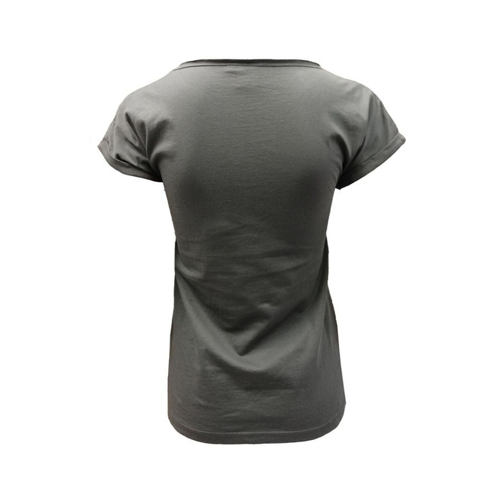Women's Ireland Celtic Hologram T-Shirt Pewter Silver  This pewter silver T-shirt features intricate Celtic details, perfect for expressing one's Irish heritage.