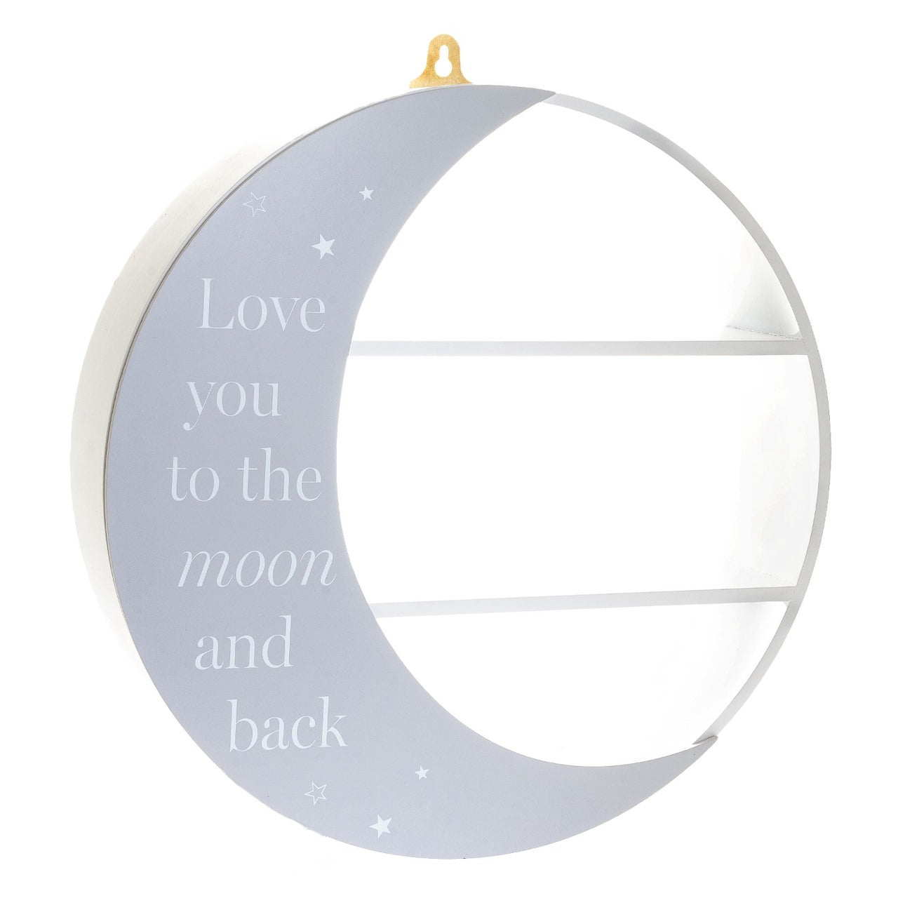 Wooden Moon Circular Shelves "Love You To The Moon" 45cm  Add a heart-warming touch to a sweet little one's nursery with these circular shelves.
